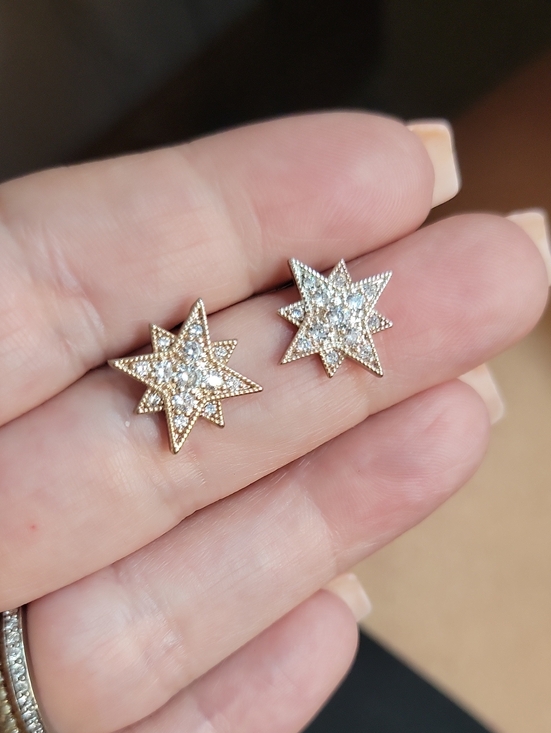 Anthropologie Jewelry - Rose Gold Starburst Stud Earrings with Crystal Accents - Women Jewelry